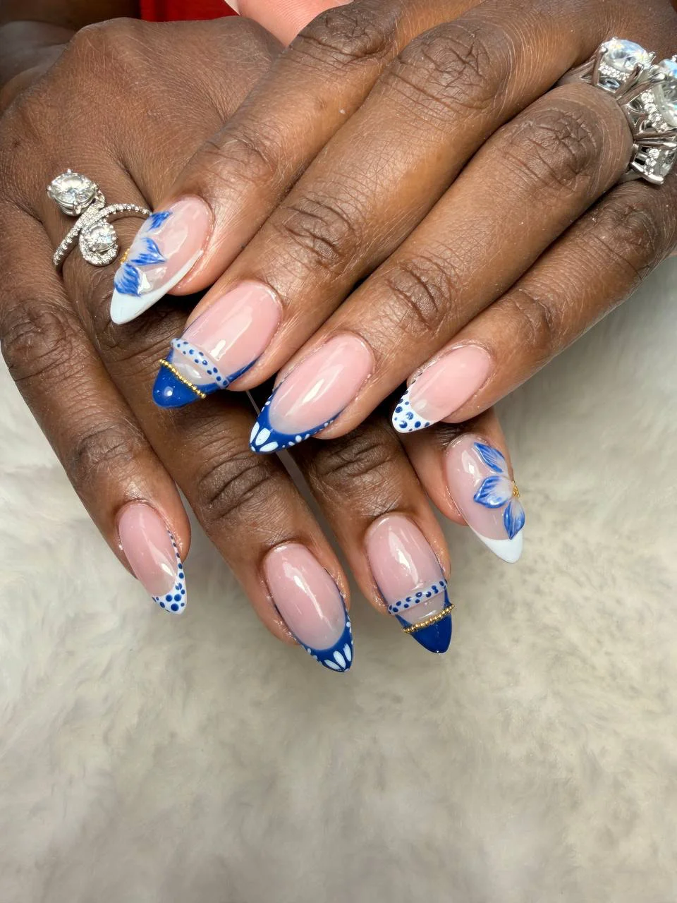 Blue butterfly nail design